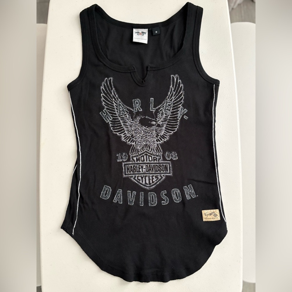 Harley-Davidson Black Tank Top with White Graphic